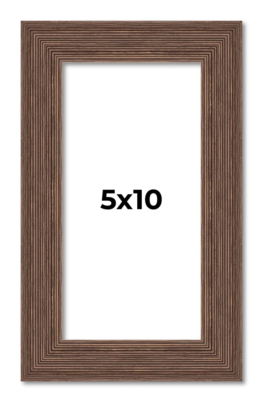5x10 Wide Barnwood Picture Frame with UV-Resistant Acrylic & Acid Free Backing, Available in 6 Paint Finishes - Grey, Brown, White, and Black